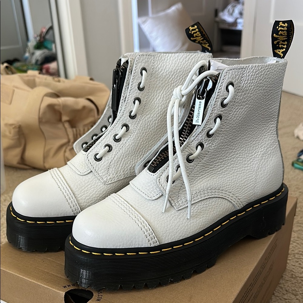 Dr. Martens Sinclair Milled Nappa White Boots - Brand New